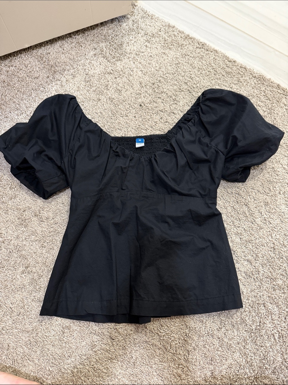 Black Puff Sleeve Women's Top